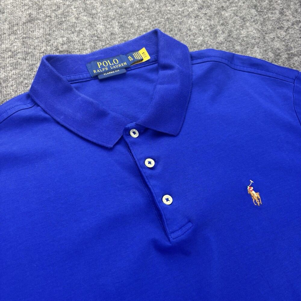 Polo Ralph Lauren Mens XL Classic Fit Polo Shirt Royal Blue Pony 100% Cotton